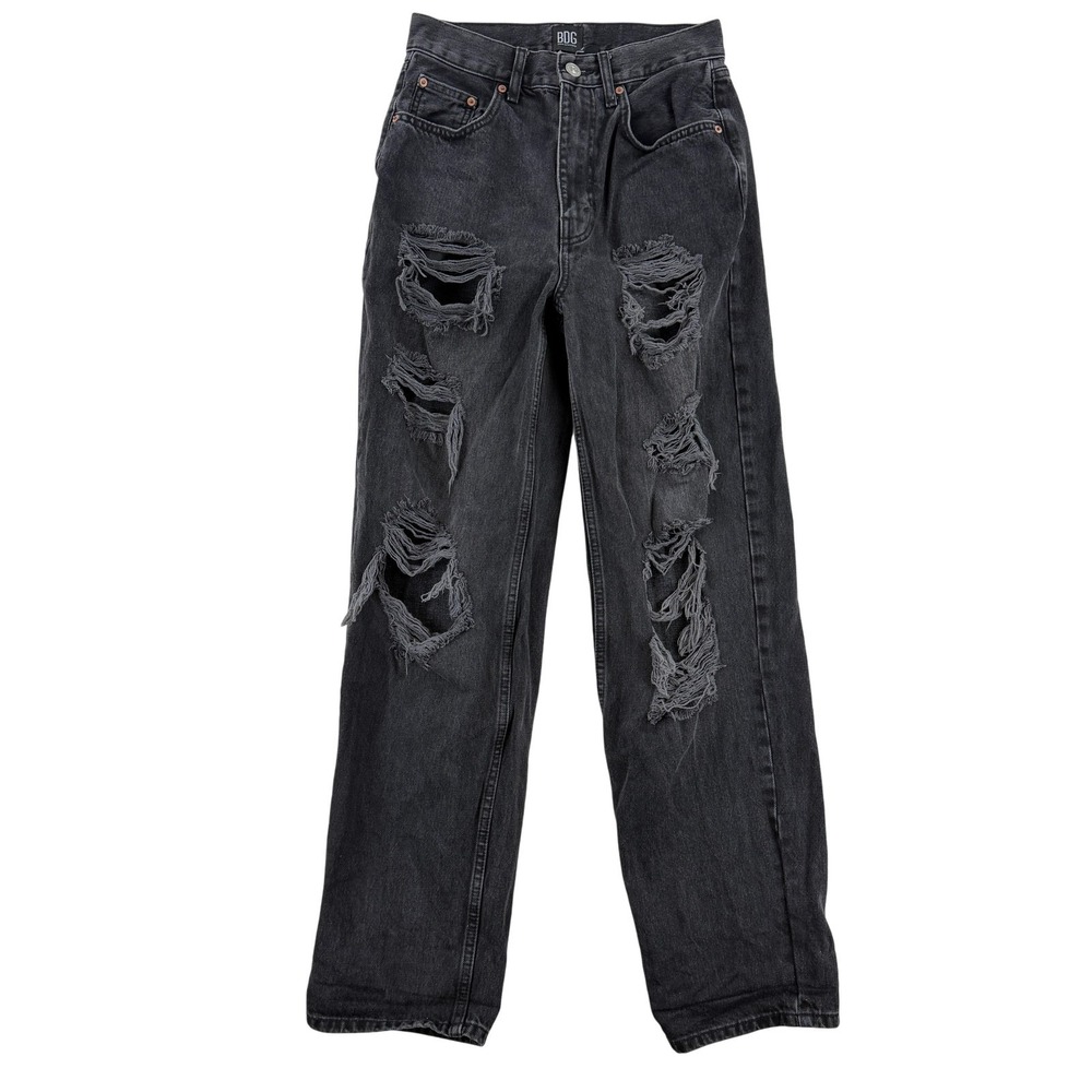 Urban Outfitters BDG High-Rise Baggy Jeans Womens‎ 27 Charcoal Ripped Denim